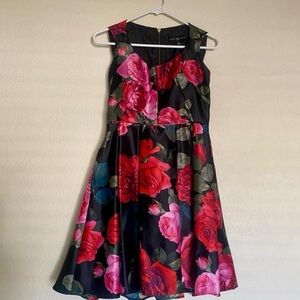 Betsy & Adam Black Dress with Gold Zipper